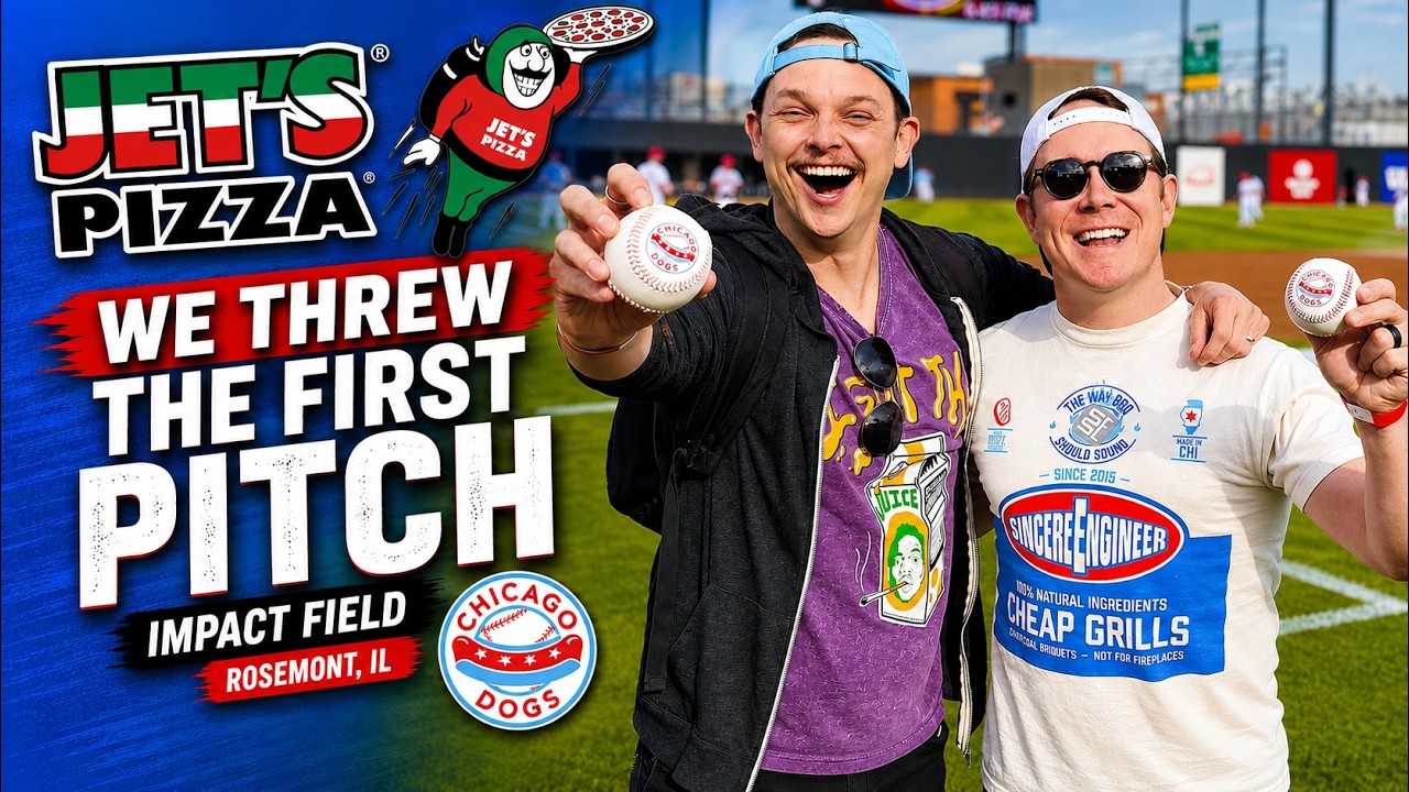 Jet's Pizza Let Us Throw The First Pitch At A Chicago Dogs Baseball Game ⚾️🍕