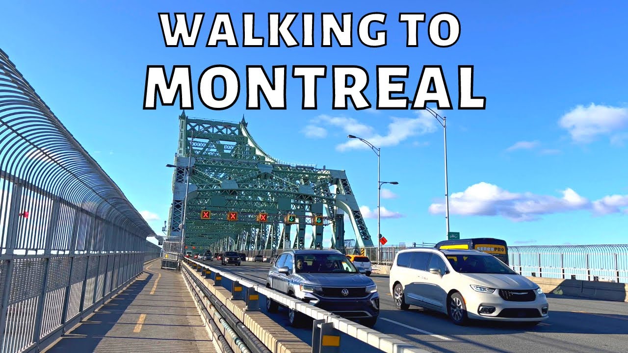 Walking to Montreal from Longueuil via Jacques Cartier Bridge in December 2022