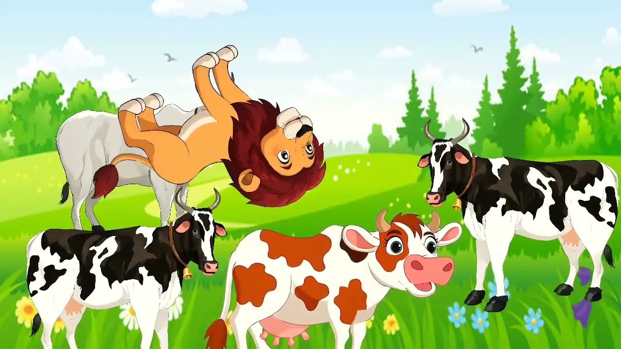 A Lion & The Four Cow's.moral stories.