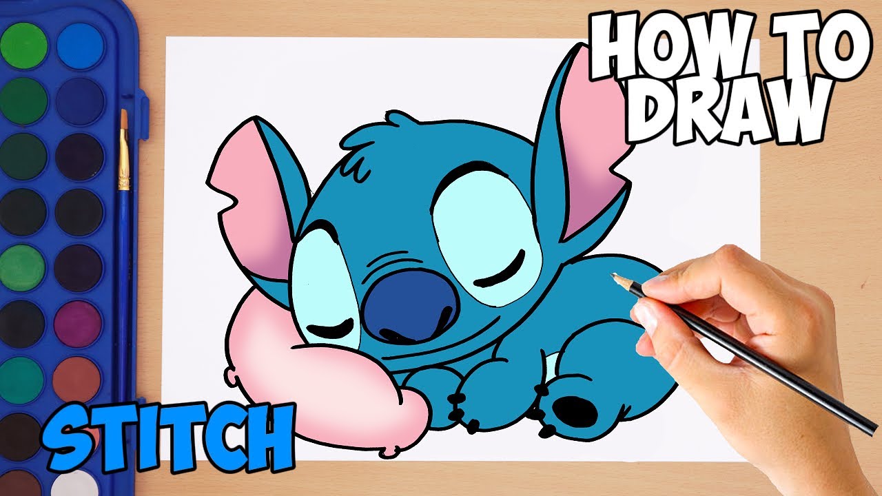 How to Draw Cute Stitch Sleeping | Step by step Drawing