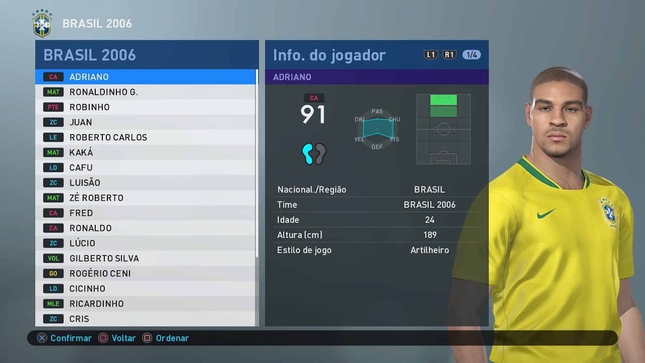 BRASIL 2006 - cópias de base - base copy - PES 2019 -  PRO EVOLUTION SOCCER 2019