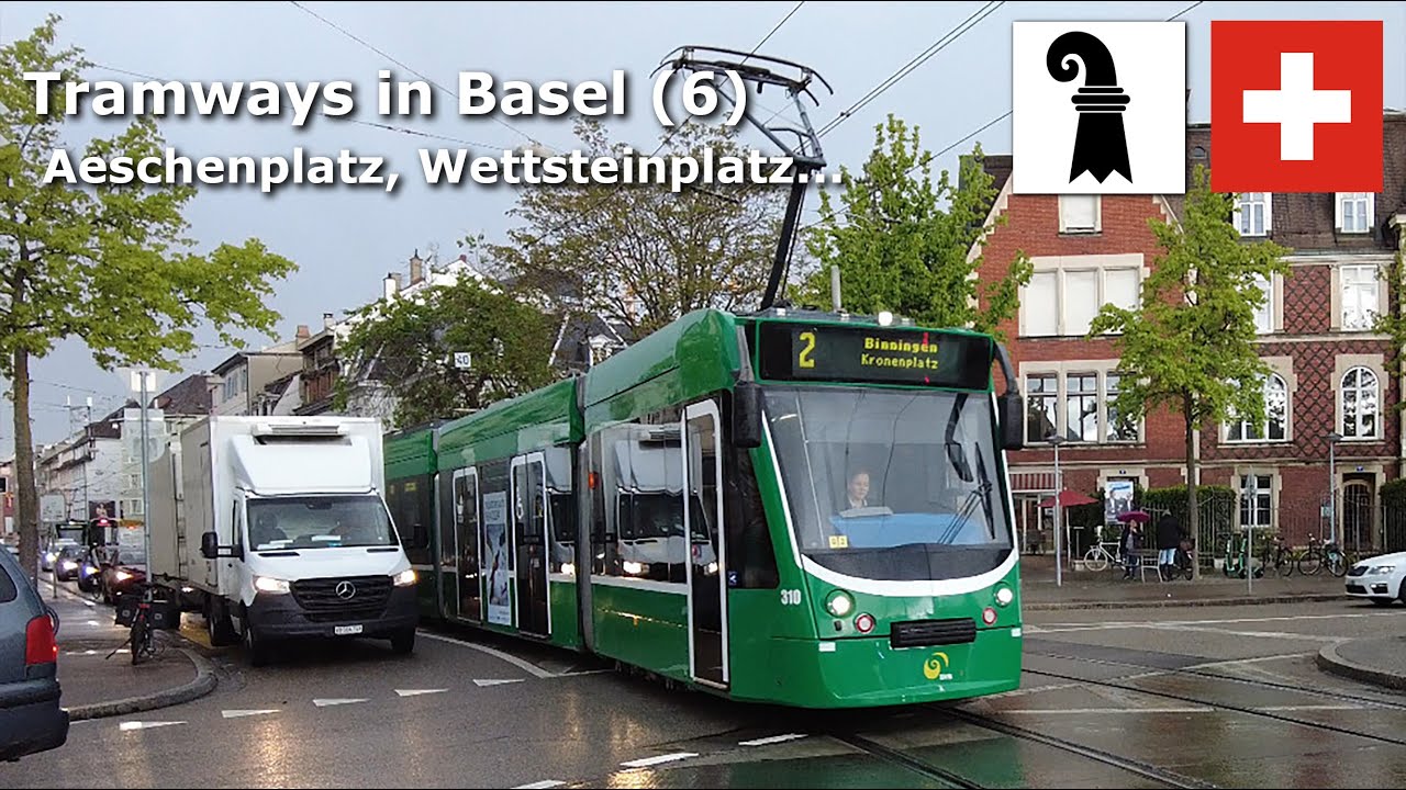 Tramways in Basel (6) - Aeschenplatz, Wettsteinplatz... - April 2024 (4K) #switzerland #basel #tram