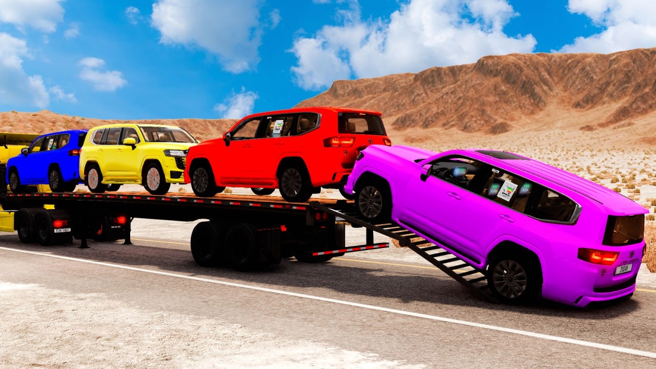 Flatbed Truck Mcqueen | Transportation with Truck - Pothole vs Car #18 - BeamNG.Drive