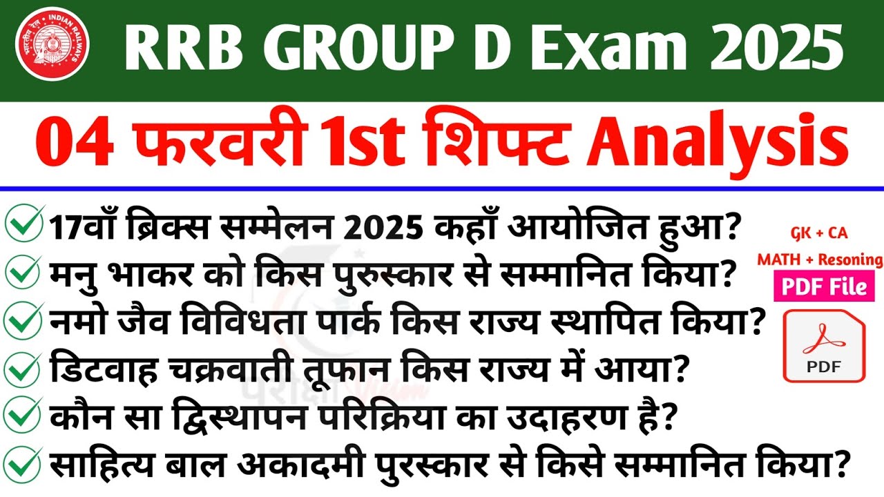 RRB Group D Analysis 04 February 1st shift 2026 | Railway Group D Review 2026
