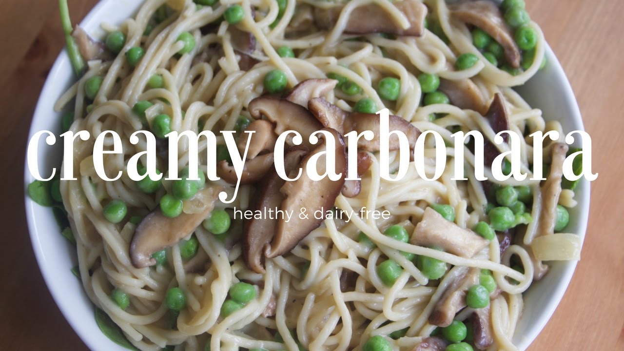 CREAMY PASTA CARBONARA RECIPE \\ HEALTHY & VEGAN (low fat)