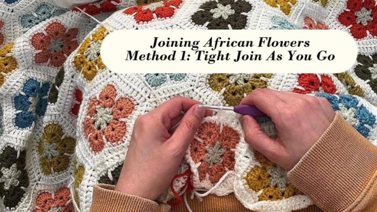 Joining African Flowers - Method 1: Tight Join As You Go | @LittleDoveCrochet