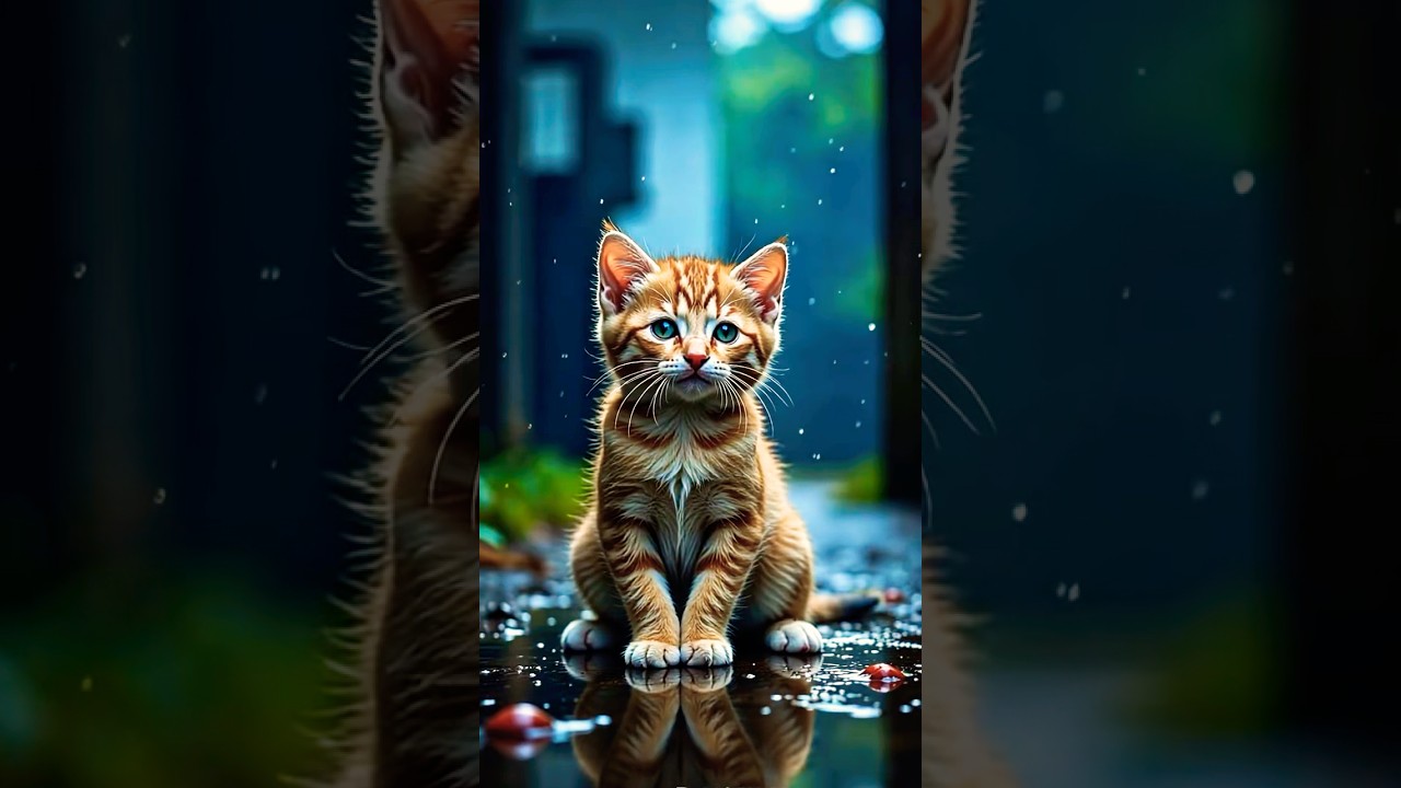 Charming Orange Tabby Kitten with Mesmerizing Green Eyes 🧡 | Peaceful Dusk Moment 🌙