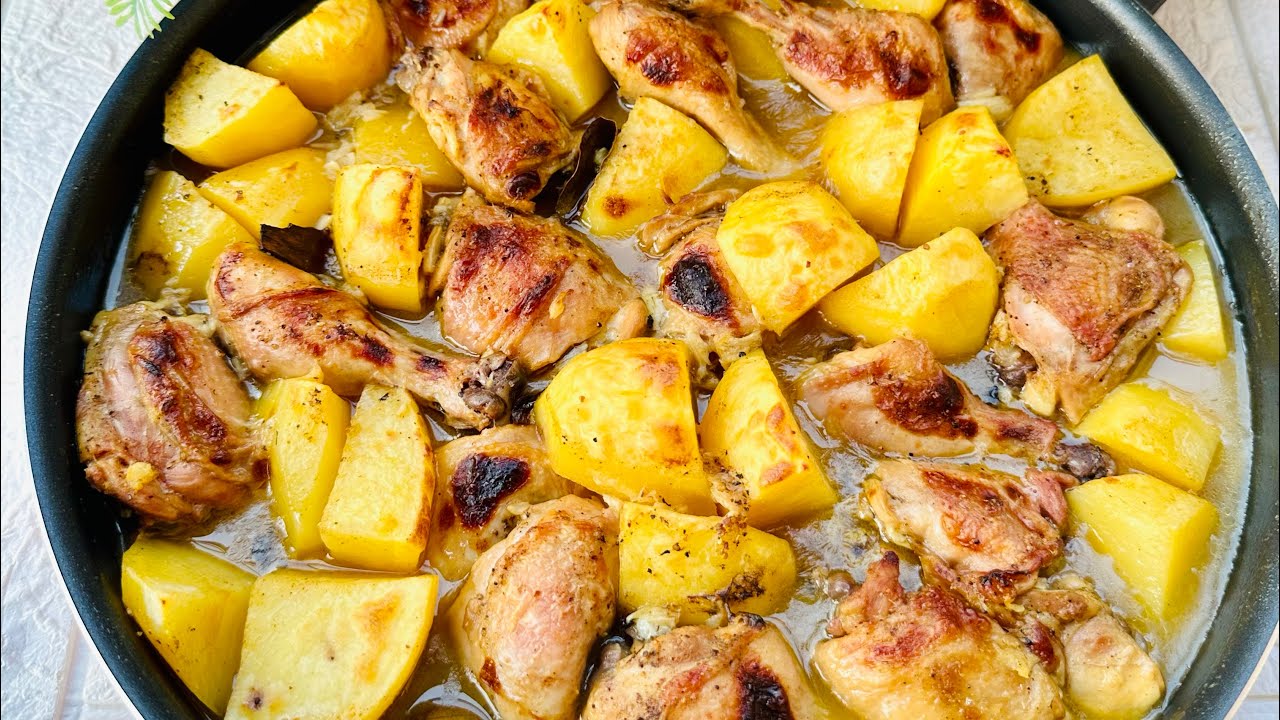 دجاج وبطاطا مع ثوم وحامض على طريقتي