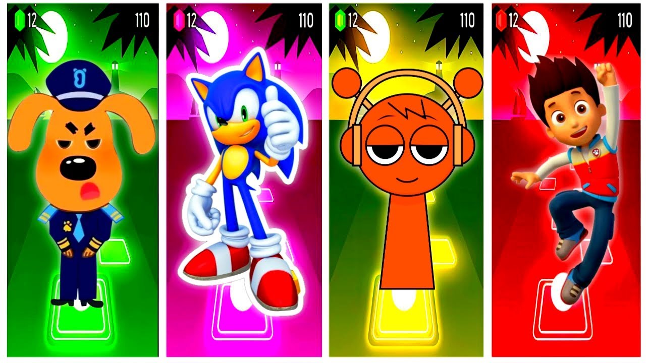 Sheriff Labrador🆚Sonic🆚Sprunki🆚Paw Patrol Tiles Hop EDM Rush🎶| Who Is Best?#coffindance 