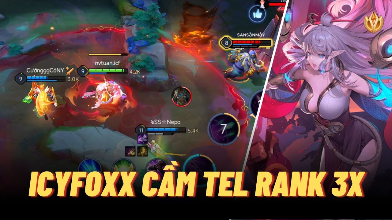 Icyfoxx cầm Tel’Annas rank 30 sao được bảo kê kĩ thì vẫn xả sát thương cực hiệu quả | Liên Quân