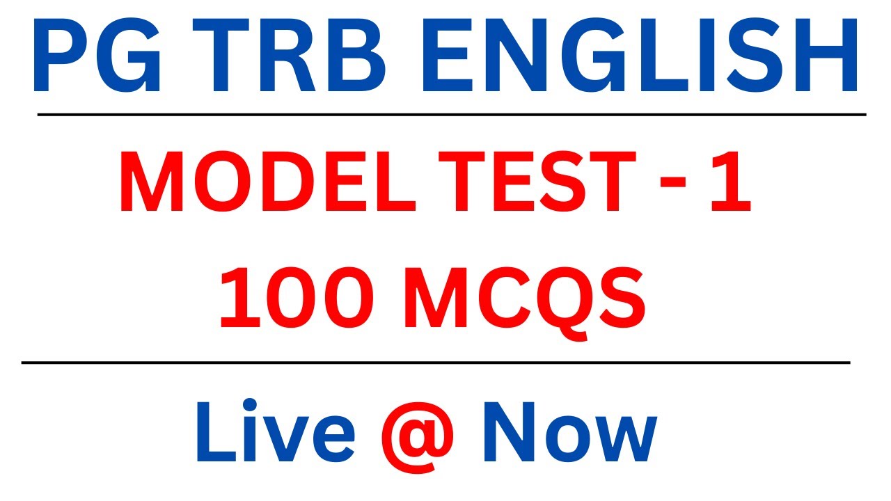 PG TRB ENGLISH | MODEL TEST - 1 | LIVE CONTINUE VIDEO