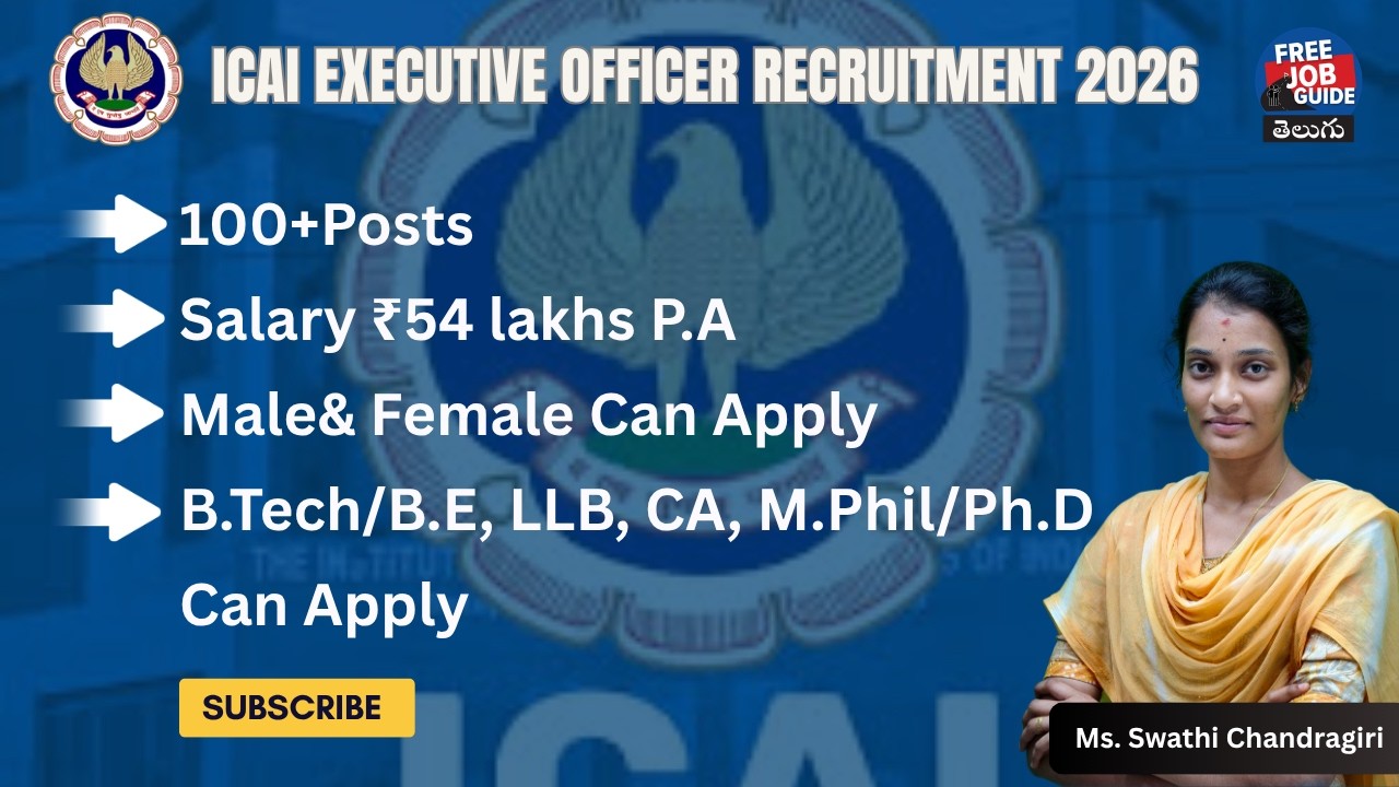 📊 ICAI Executive Officer Recruitment 2026 | Apply Online | Full Details | Free Job Guide Telugu