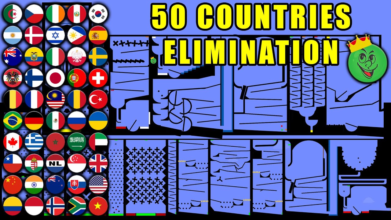 50 Countries Elimination Marble Race in Algodoo #40 \ Marble Race King