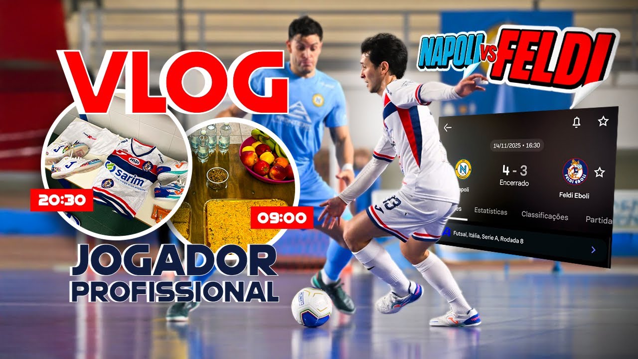 ROTINA REAL DE UM JOGADOR PROFISSIONAL DE FUTSAL - Dia de clássico contra o Napoli! 🇮🇹⚽️