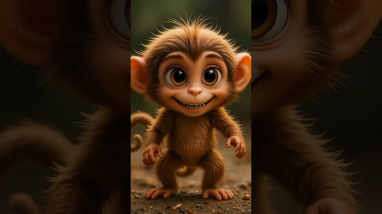 #Shorts, #AIArt, #MonkeyToChimp, #DigitalArt, #AnimalTransformation, #TechInNature, #AIAnimations