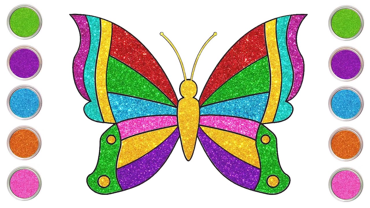VAMOS DESENHAR E PINTAR A BORBOLETA COLORIDA COM GLITTER!⭐ | Aprenda a Desenhar | Para Crian&ccedil;as