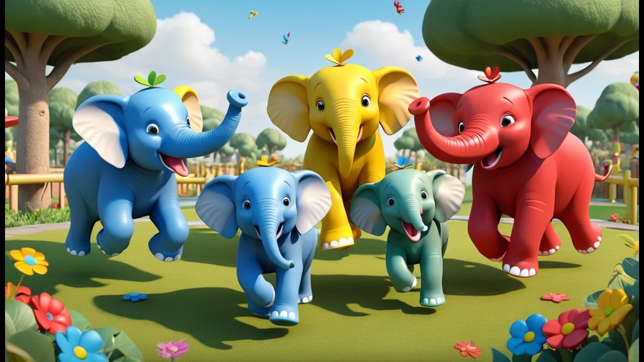 Four Little Toy Elephants Stomp Stomp Stomp | Playroom Animal Sounds & Counting