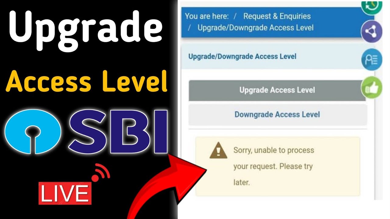 SBI Net Banking Online Upgrade Access Level Problem Fix