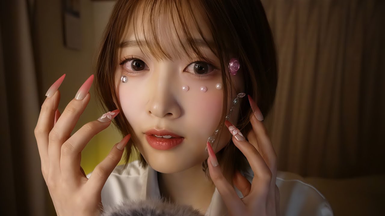 【ASMR】Шепот и движения рук с очень длинными ногтями💤