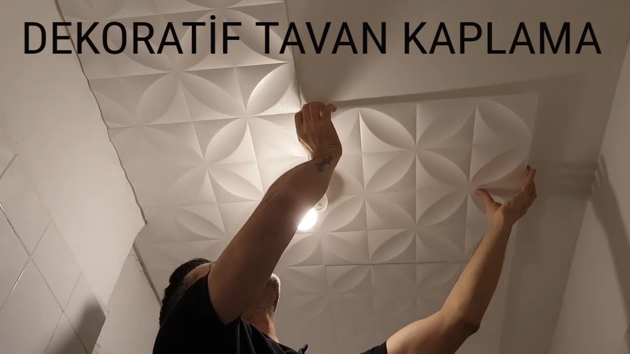 Dekoratif Tavan Kaplama (Köpük stropiyer) Nasıl Yapılır   #tuvalet#yenileme#strafor#uygulama#vlog