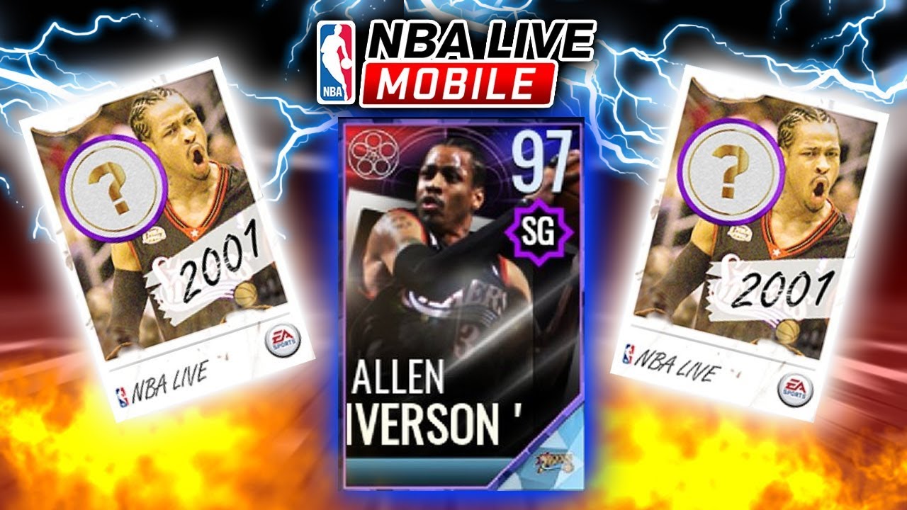 NBA PLAYOFF MOMENTS IVERSON IN NBA LIVE MOBILE!!! HUGE PACK OPENING AND 97 OVR PLAYER REVEAL!