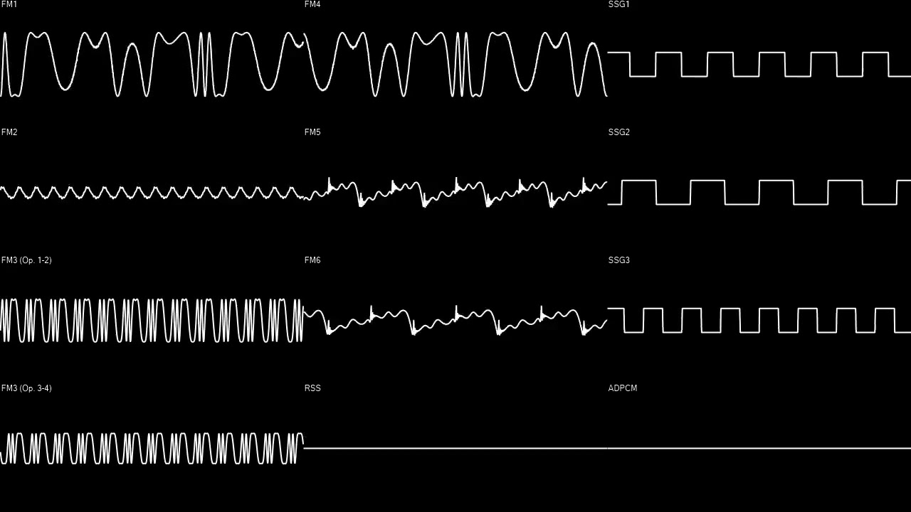 XENON: Mugen no Shitai - Towering Past (YM2608) Oscilloscope View