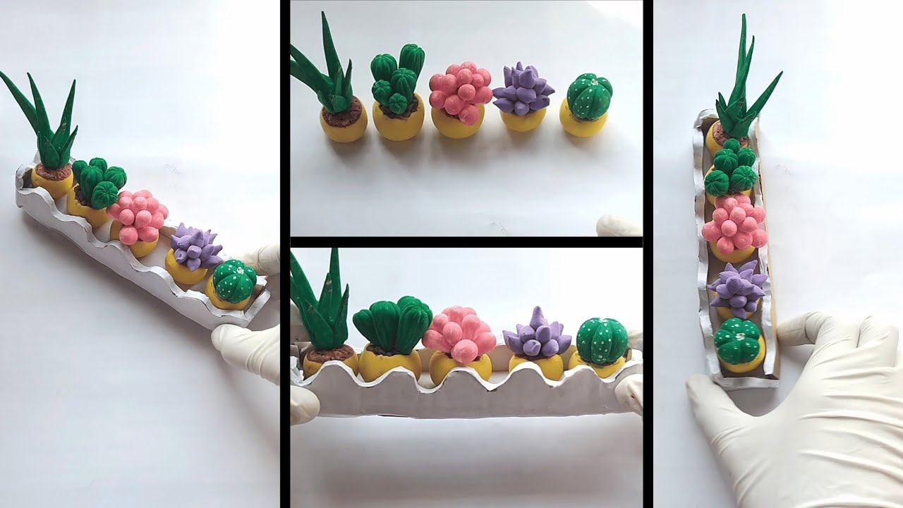 DIY Miniature Cactus/ DIY Miniature Succulents/ Clay Craft.