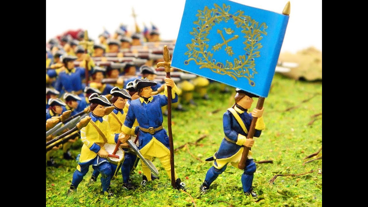 Karoliner Swedish Soldiers Battle formations diorama by Prince August Toy Soldier Factory.