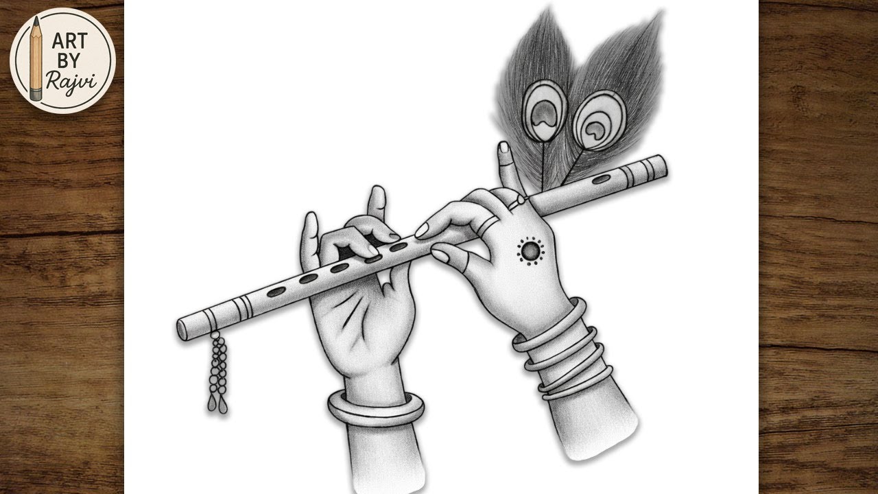 This Krishna Flute Drawing Will Touch Your Soul 🦚🎶