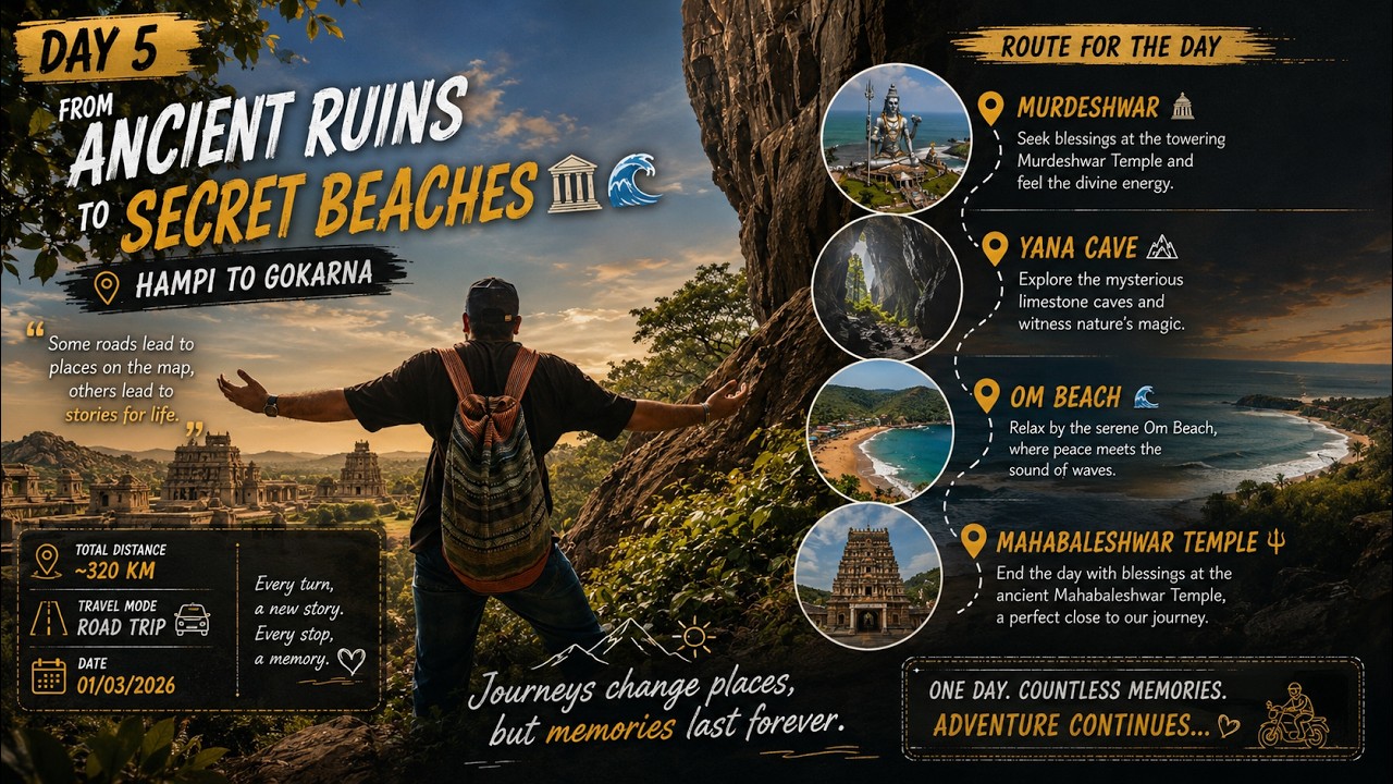 Day 5 || From Ancient Ruins to Secret Beaches 🏛️🌊 | Hampi to Gokarna || 2026 || vlog 5