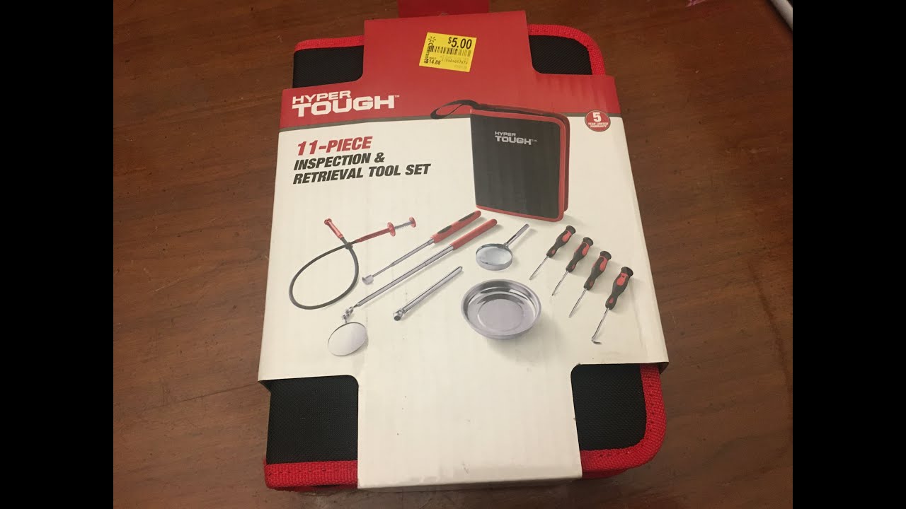 Walmart Clearance unboxing Hyper Tough 11 piece Inspection Retrieval Tool set $5