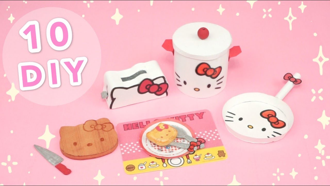 [DIY] 10 Miniature Hello Kitty Kitchen Crafts – EASY ! 👍