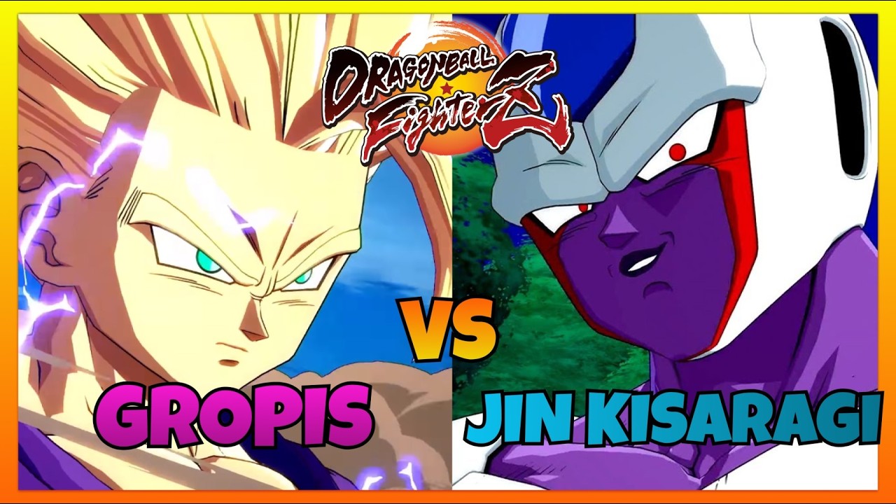 DBFZ - GROPIS vs JIN KISARAGI gameplay (Cell, Teen Gohan, Android 21 vs Cooler, Goku Black, S Broly)