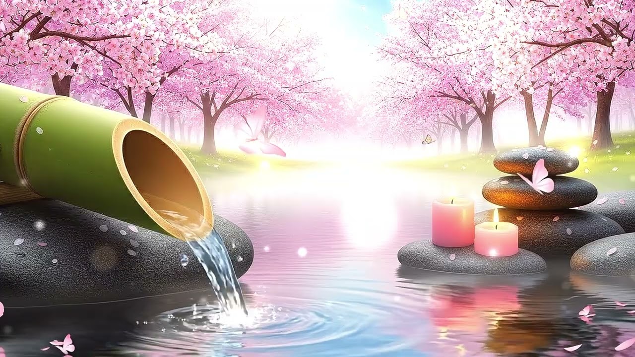 3 Hours Soothing Relaxation Music - Bamboo Water Fountain + Soft Piano for Deep Sleep