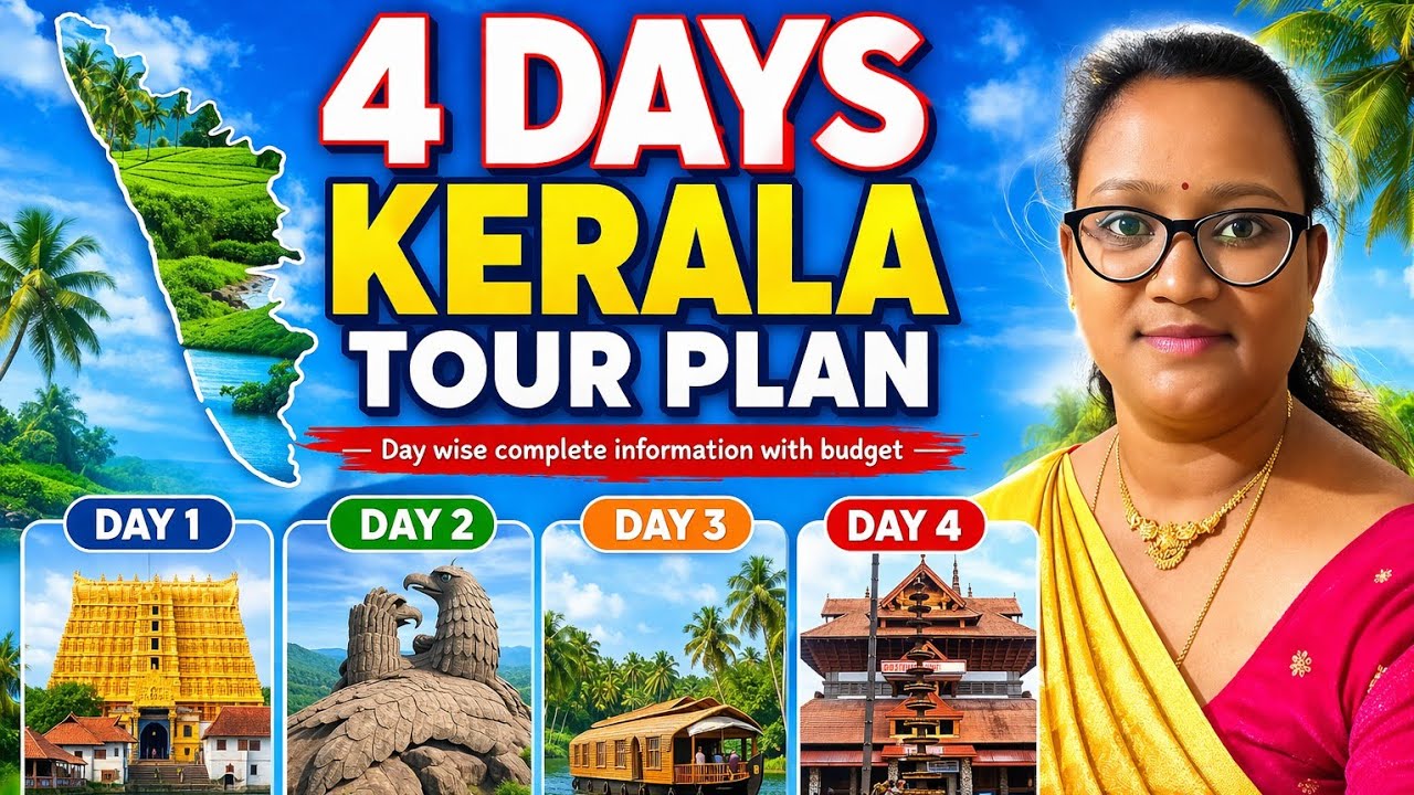 4 ದಿನಗಳ ಕೇರಳ ಪ್ರವಾಸ/ನೋಡಬಹುದಾದ ಜಾಗಗಳು ಯಾವುವು?kerala full tour plan in kannada/4 days kerala tour plan