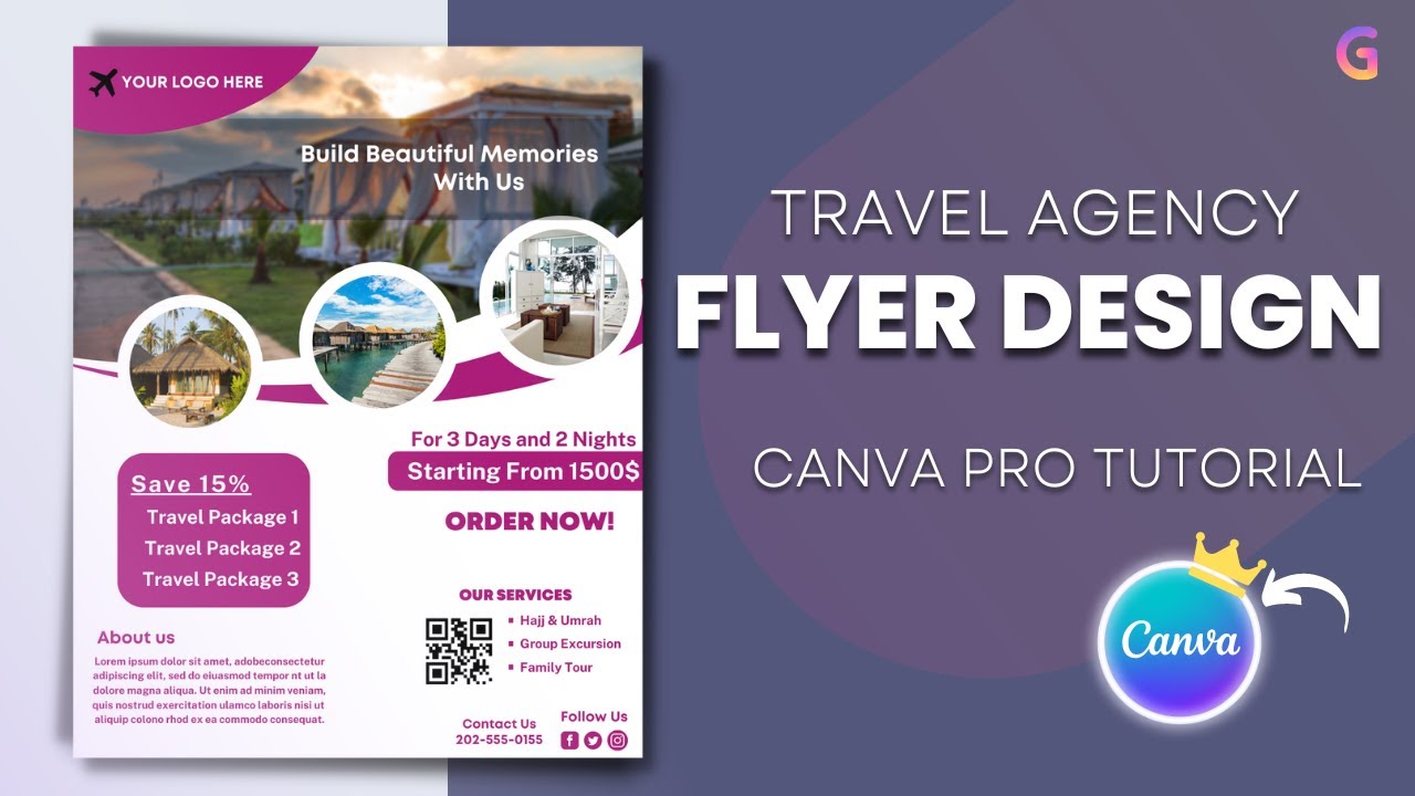 Travel Agency Flyer Design Tutorial On Canva Pro | Canva Design Tutorial