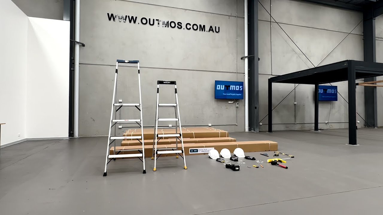 Outmos pergola install in showroom