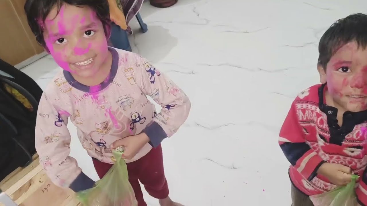 कैसी मनाई मेरे बच्चों ने होली 🎉😚🤗🤗 #happyholi #dailyvlog 