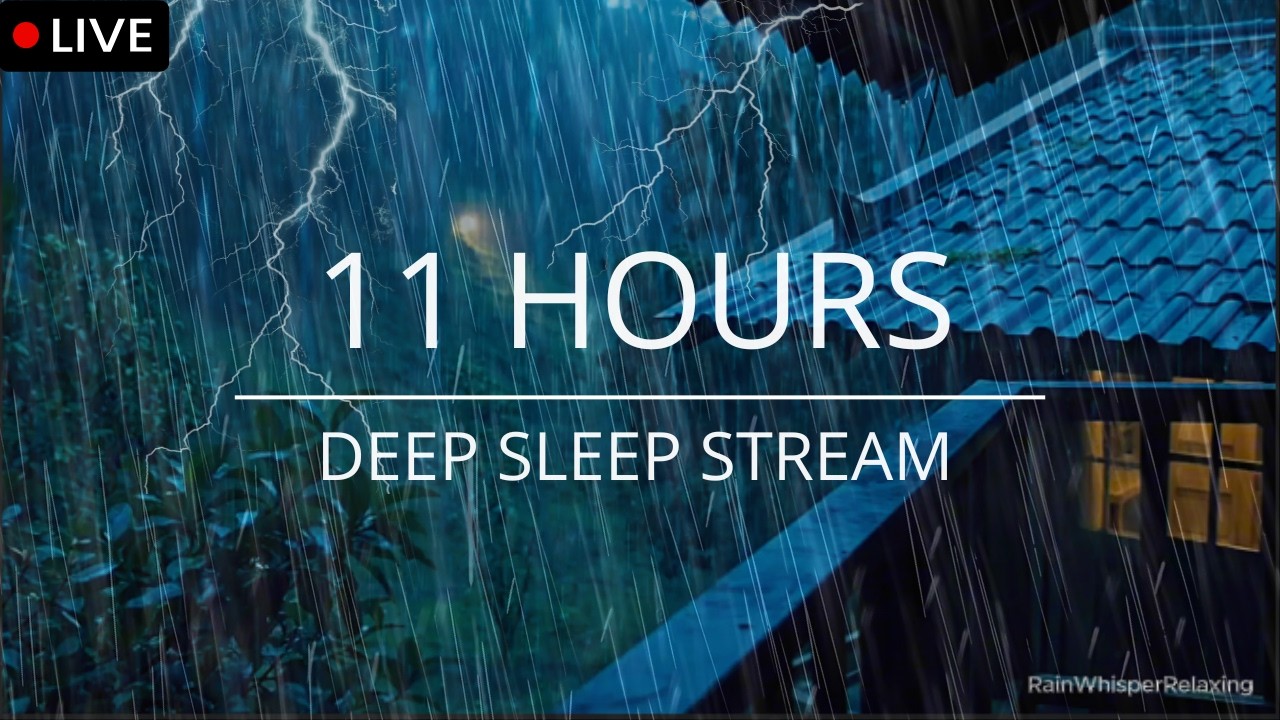 Rain Curtain on Mountain Cabin Balcony 🌧️ Midnight Storm Sounds for Deep Sleep & Relaxation