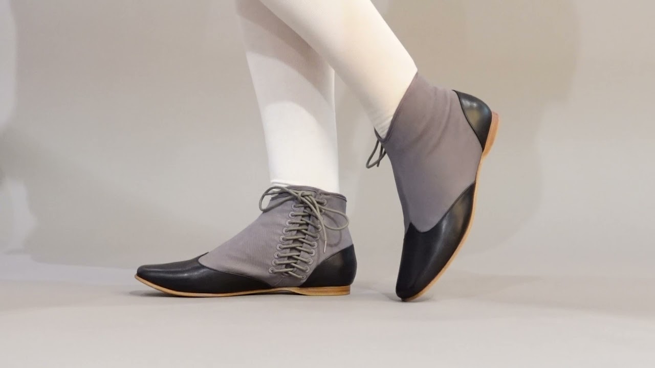 Keckley Victorian Side-Lace Boots (Grey/Black)(1820-1860)