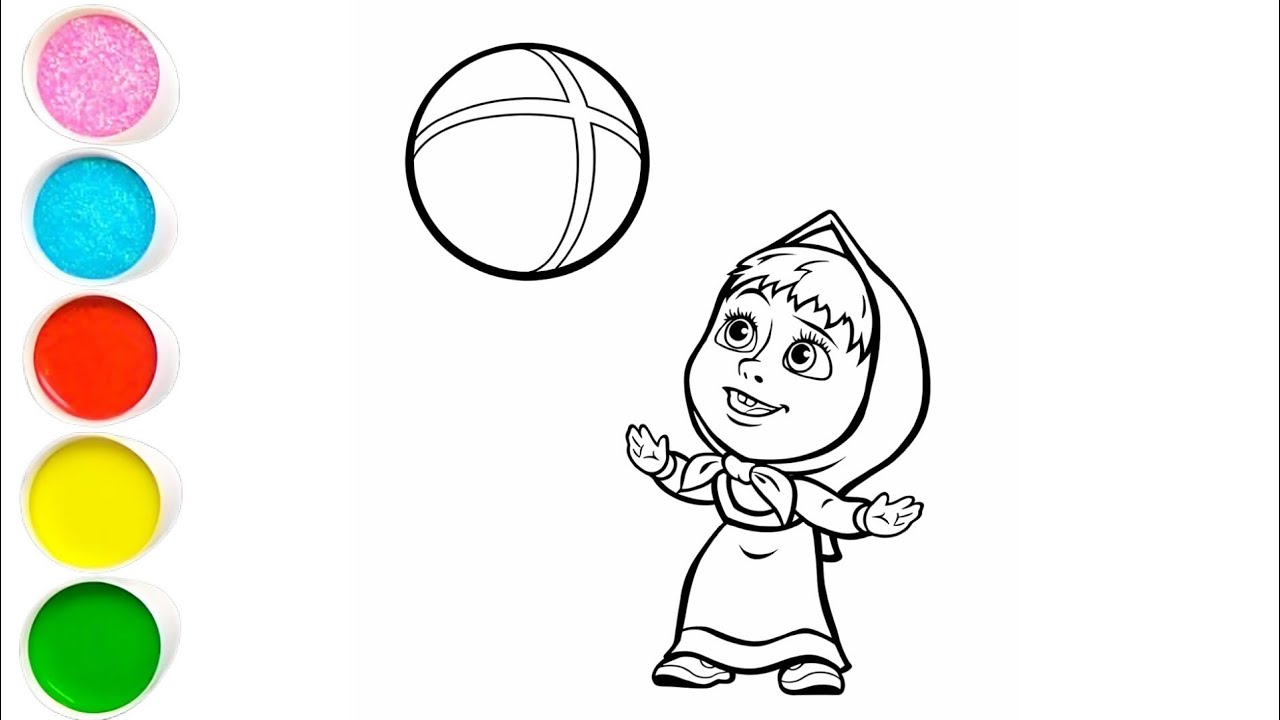 Cute Masha drawing easy step by step painting coloring for kids and toddlers 