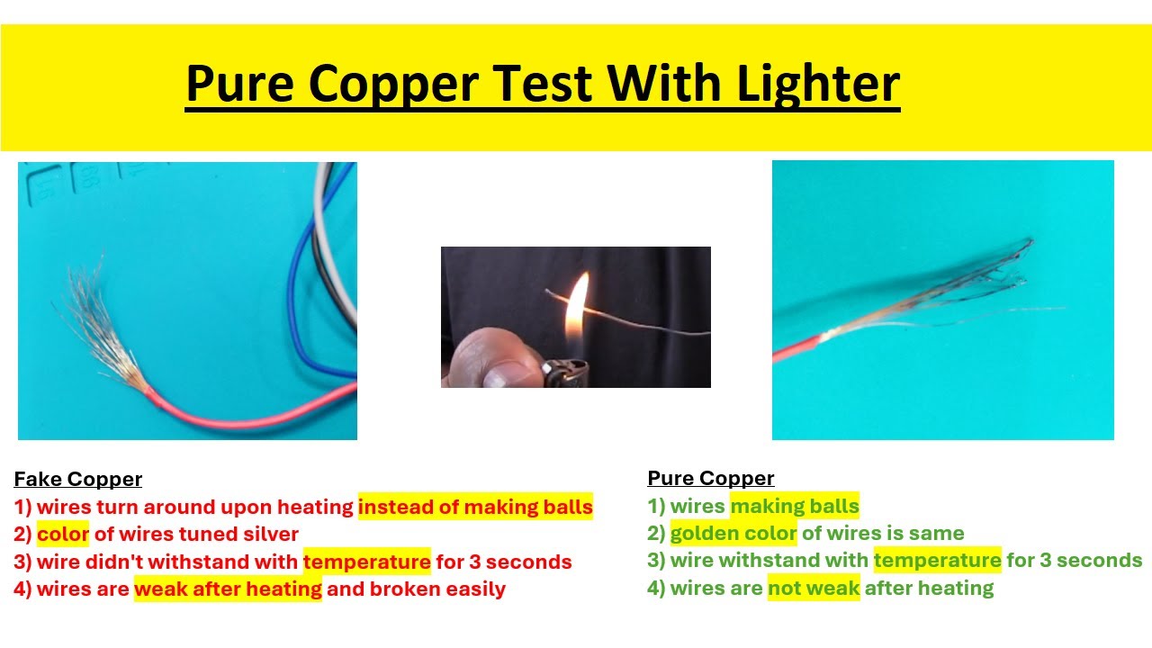 Test Fake Copper with Lighter or Flame - Check Copper Wire - Difference between Copper and Tin
