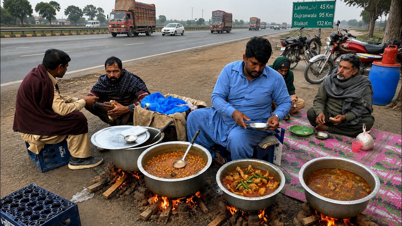 Rs.50 HIGHWAY STREET FOOD DHABA 😱 | AMAZING DESI NASHTA 🔥 | CHEAP PAKISTAN STREET FOOD 🇵🇰