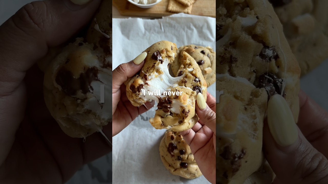 S&rsquo;mores chocolate chip cookies 🍪 #chocolate #baking
