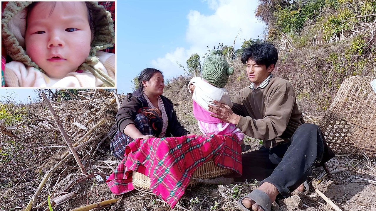 sanjip jina's village life with their last son , their first son is in jina's parents house ||