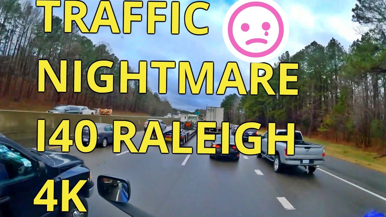 Traffic Nightmare 😭 I40 - Raleigh NC -  4K Drive Tour