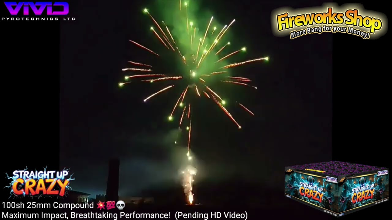Straight Up Crazy – 100 Shot Compound | Vivid Pyrotechnics (F2) | Mines, Brocades & Crackling Finale