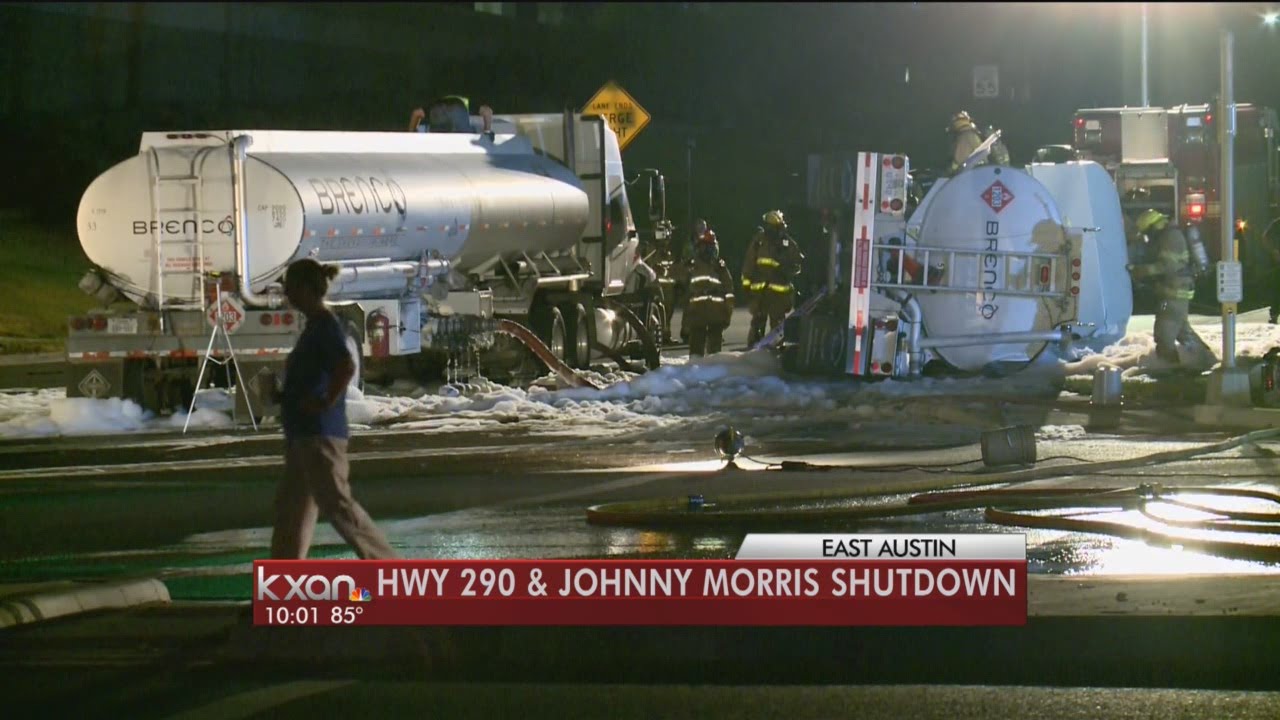 Tanker rollover causes intersection closure on Highway 290