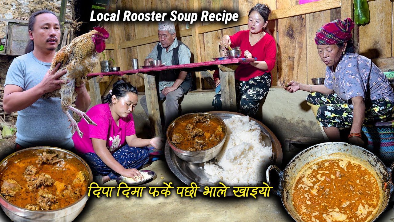Uncle & Aunt returned from KTM | Local Rooster soup recipe with Rice for Dinner| Nepali Village Vlog