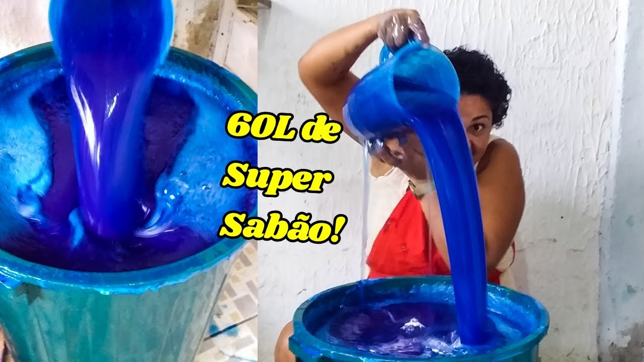 60L de Super Sabão! Tira manchas e multiuso👙👚🧦👗apenas 4 ingredientes: óleo usado,soda,álcool e água💧